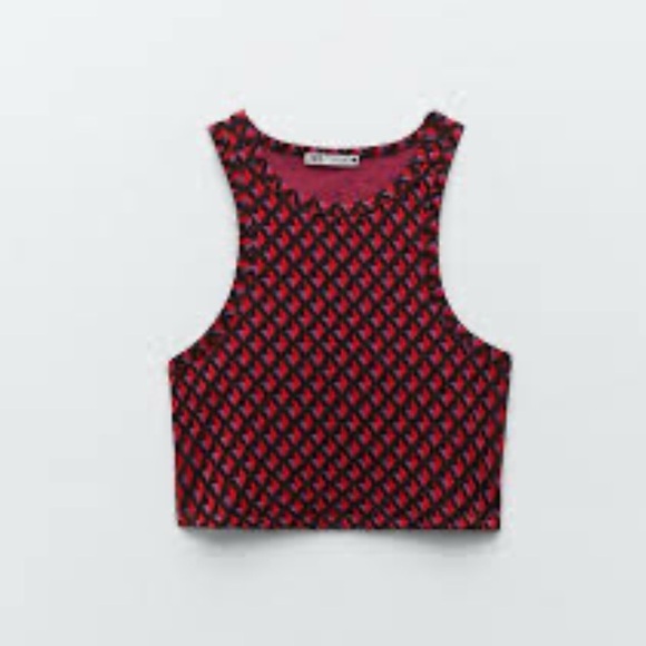 Zara Tops - ZARA Retro Print Crop Tank Top Size M